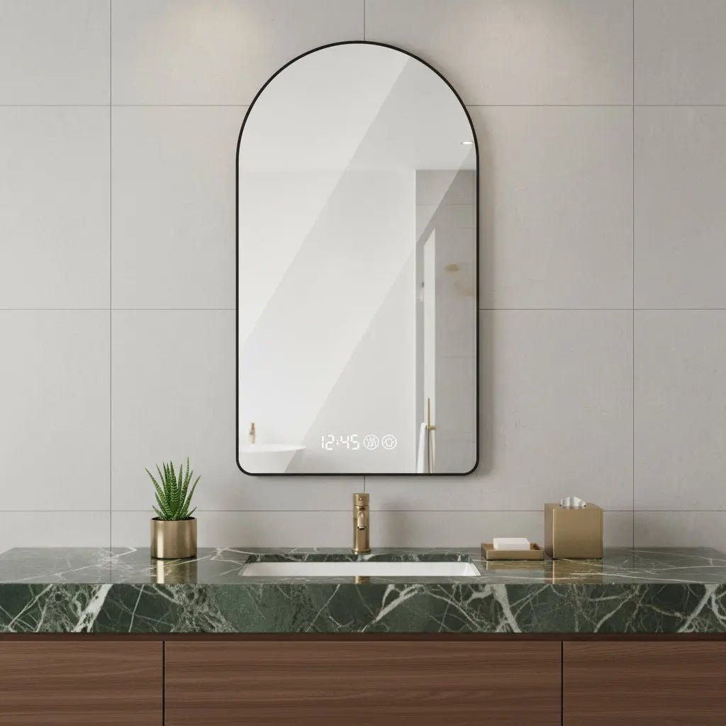 59" Black Aluminum Arch Lighted Framed Bathroom Vanity Mirror Homeroots Bed & Bath