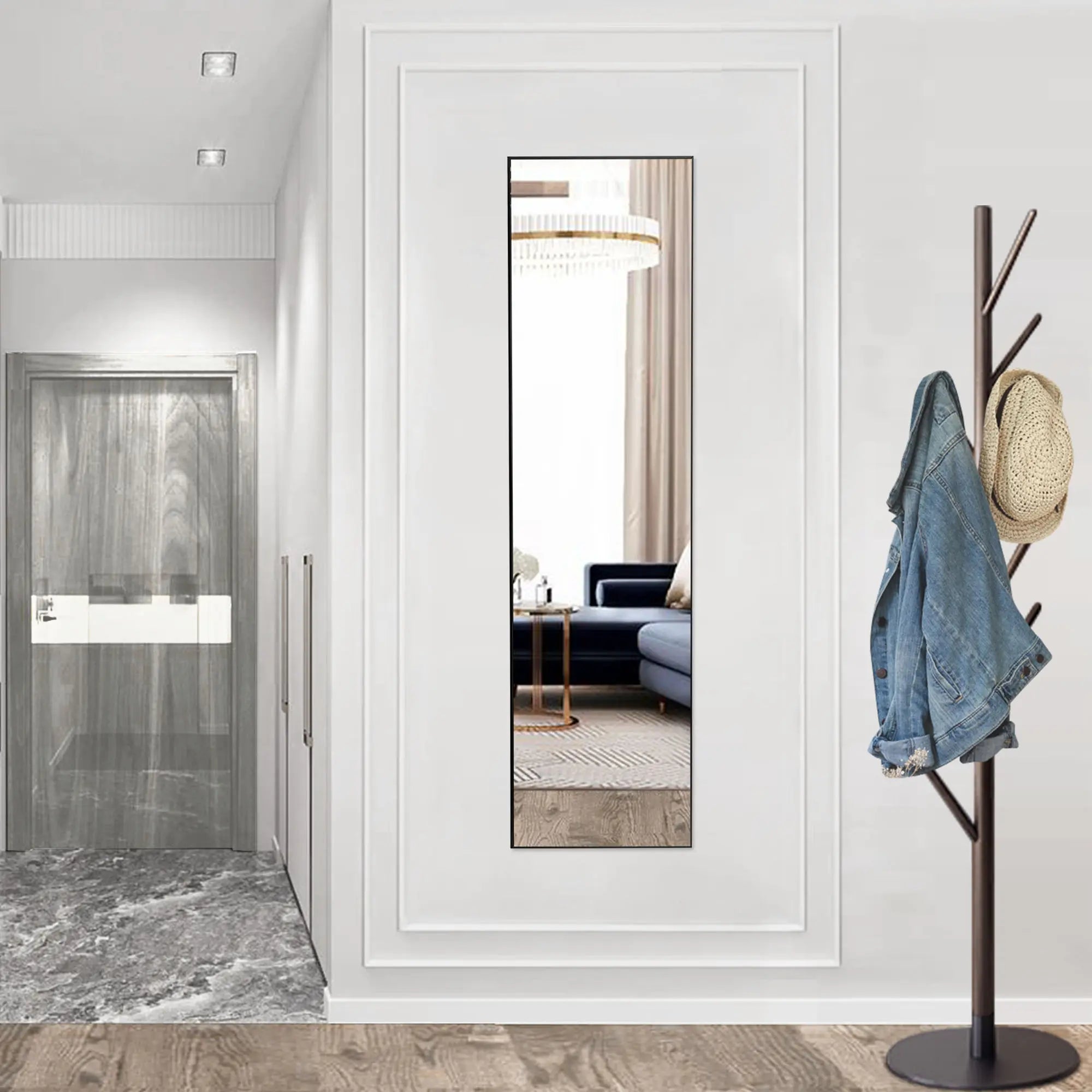 59" Black Aluminum Freestanding And Wall Mounted Framed Full Length Mirror Homeroots Bed & Bath