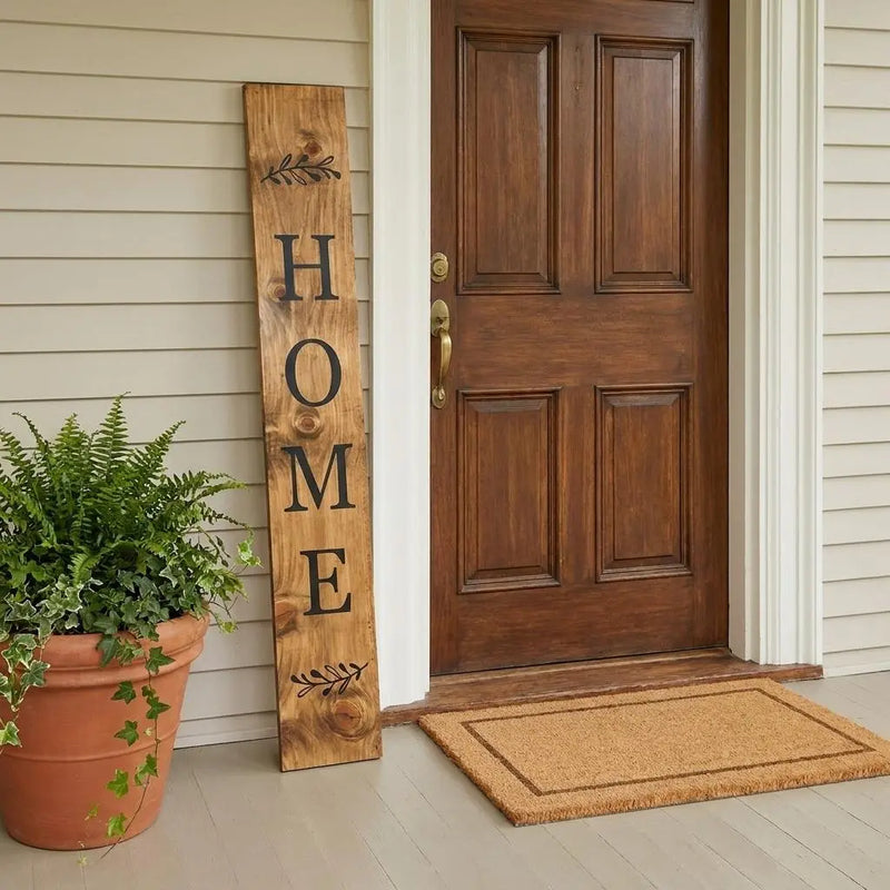 59" Black And Natural Solid Wood Home Porch Sign Homeroots Outdoor