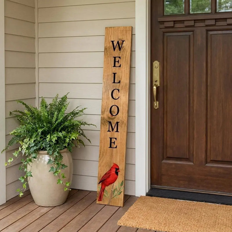59" Black And Natural Solid Wood Welcome Porch Sign Homeroots Outdoor
