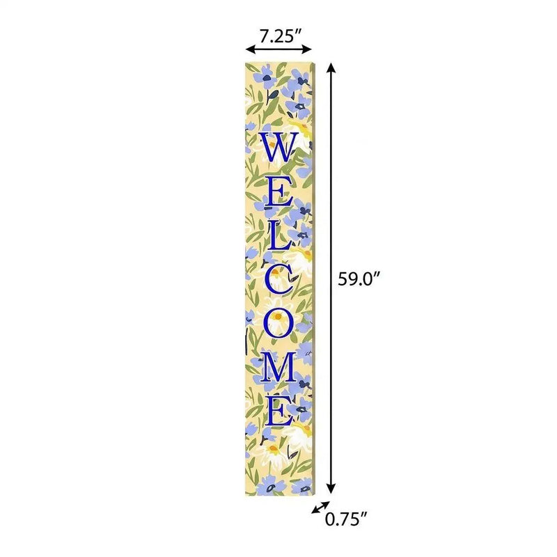 59" Black Blue Cream And Green Solid Wood Daisies Welcome Porch Sign Homeroots Outdoor