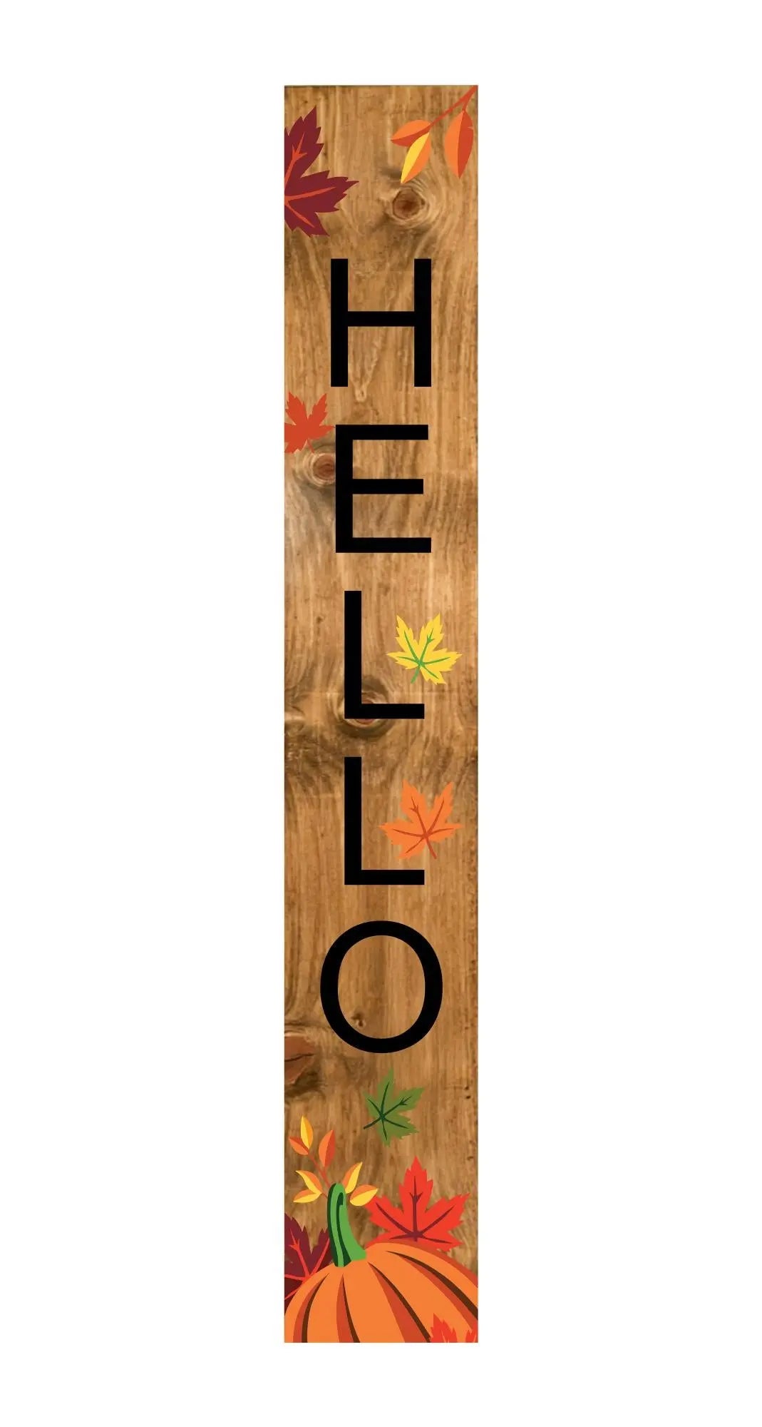59" Black Natural And Orange Solid Wood Hello Porch Sign Homeroots Outdoor