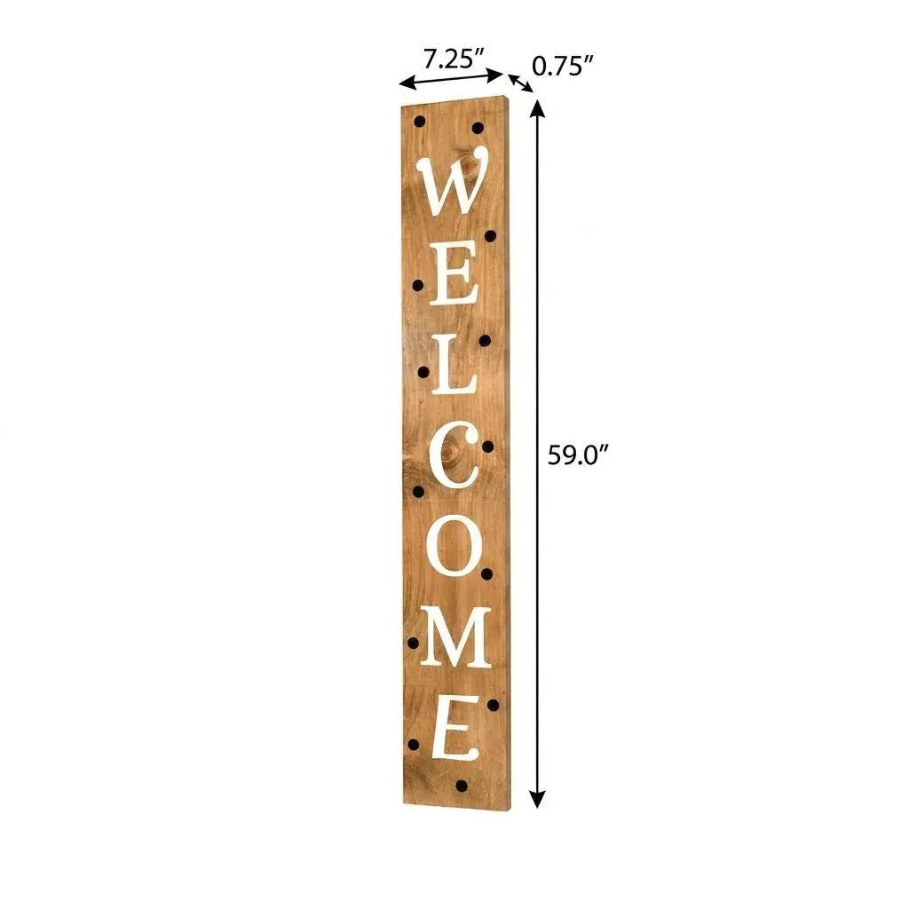 59" Black Natural And White Solid Wood Welcome Porch Sign Homeroots Outdoor