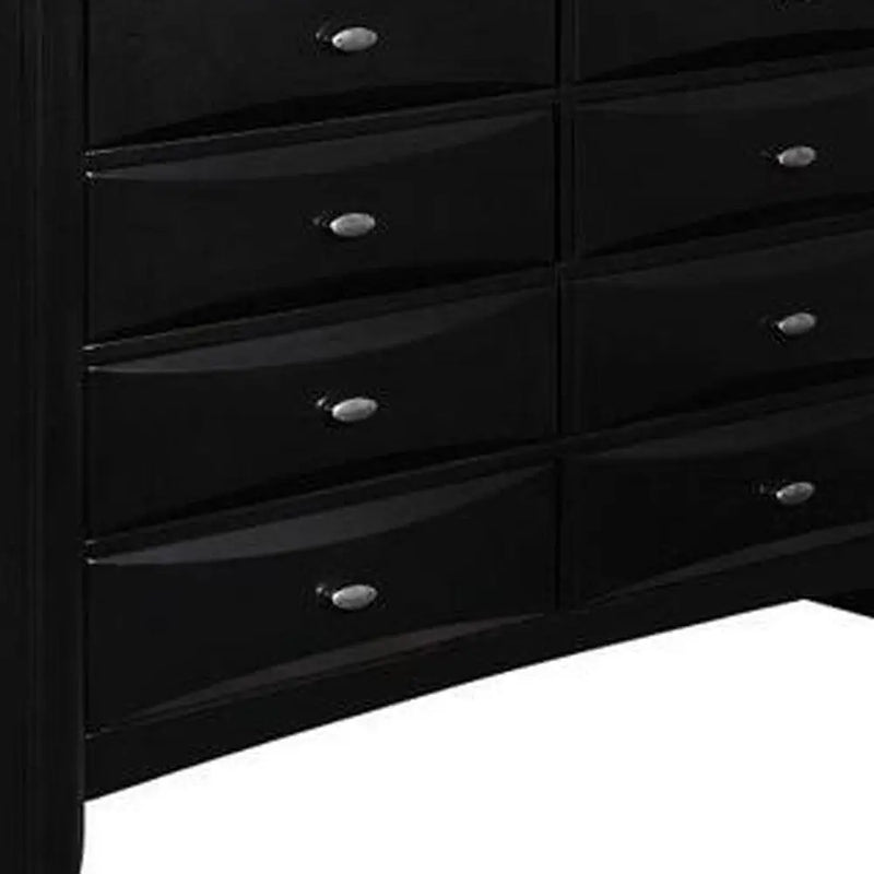 59" Black Solid Wood Eight Drawer Double Dresser Homeroots Bed & Bath