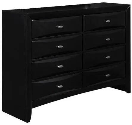 59" Black Solid Wood Eight Drawer Double Dresser Homeroots Bed & Bath
