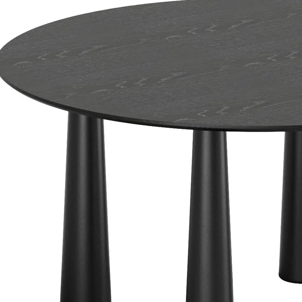 59" Black Solid Wood Round Top Dining Table Homeroots Kitchen & Dining