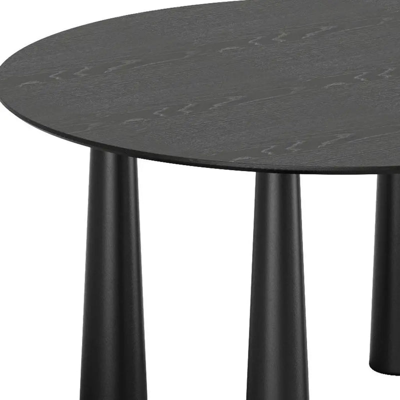 59" Black Solid Wood Round Top Dining Table Homeroots Kitchen & Dining