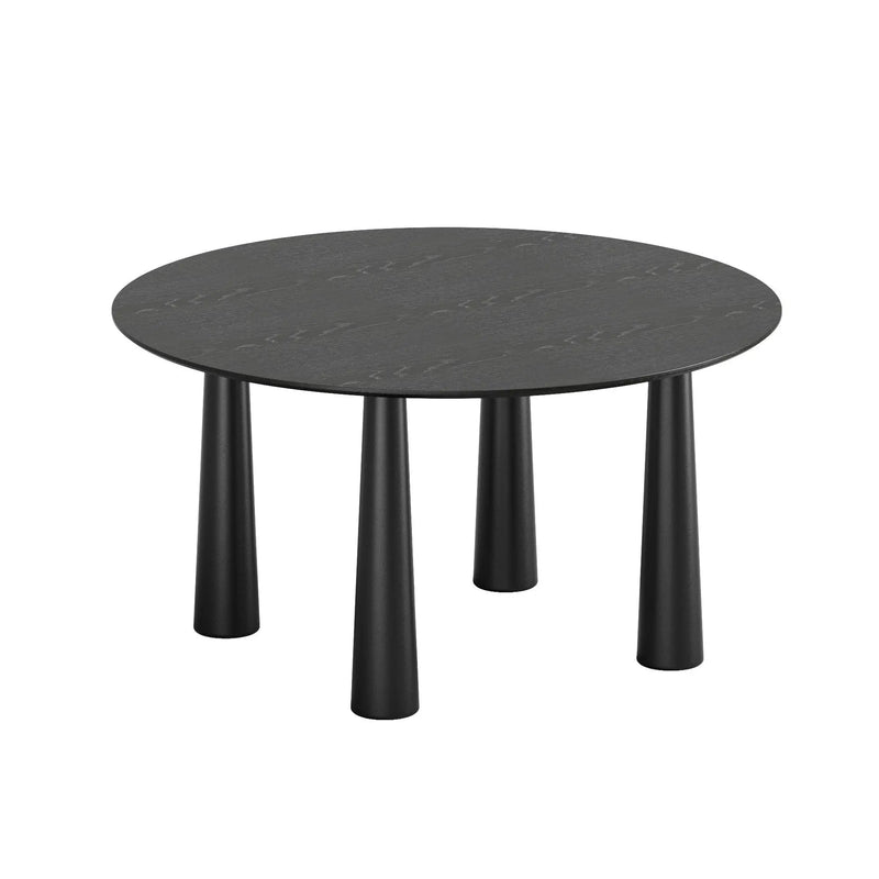 59" Black Solid Wood Round Top Dining Table Homeroots Kitchen & Dining