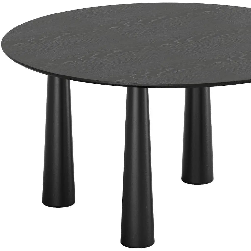 59" Black Solid Wood Round Top Dining Table Homeroots Kitchen & Dining