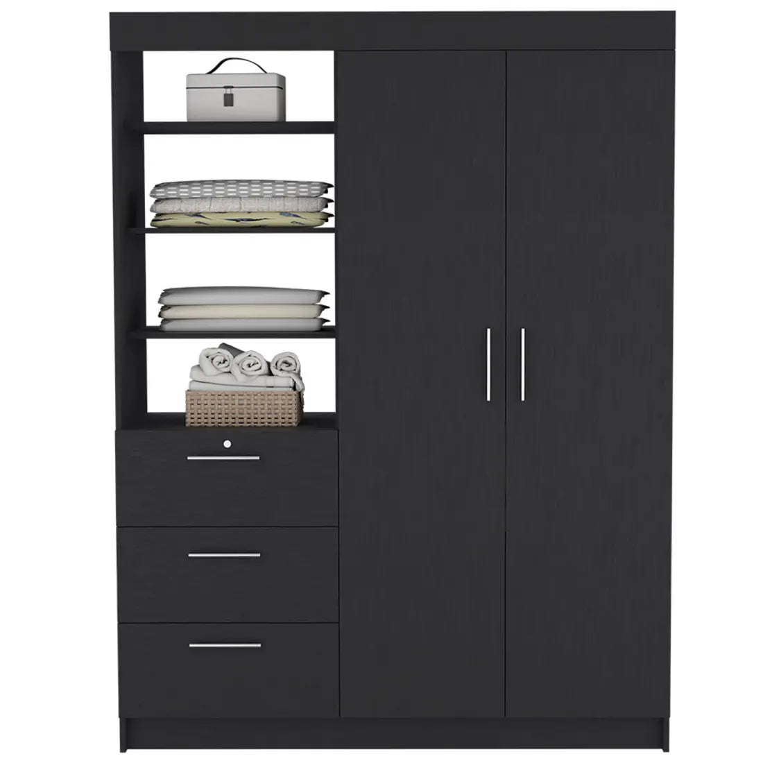 59" Black Three Drawer Dresser Homeroots Bed & Bath