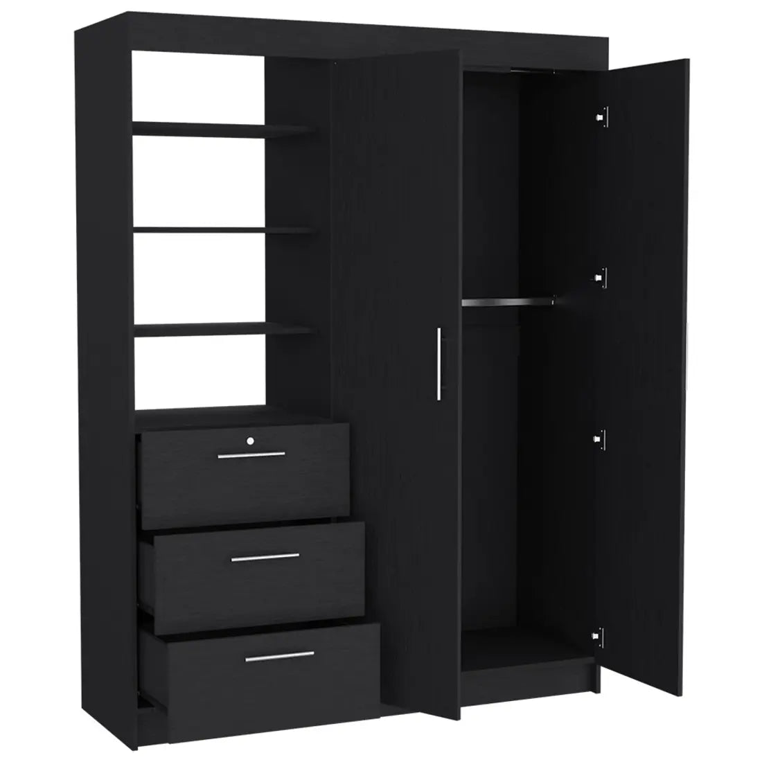 59" Black Three Drawer Dresser Homeroots Bed & Bath
