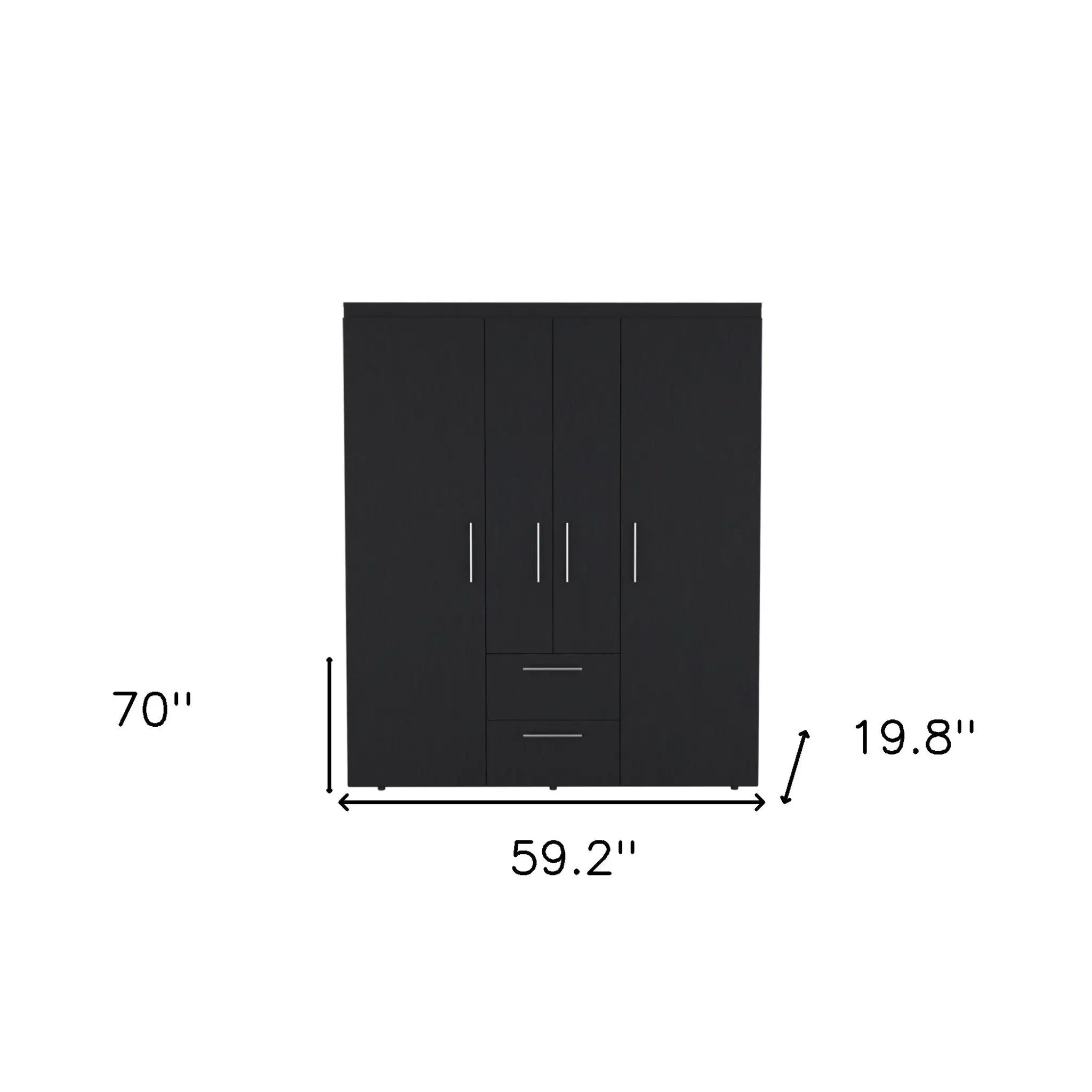 59" Black Two Drawer Combo Dresser - GreatEagleInc