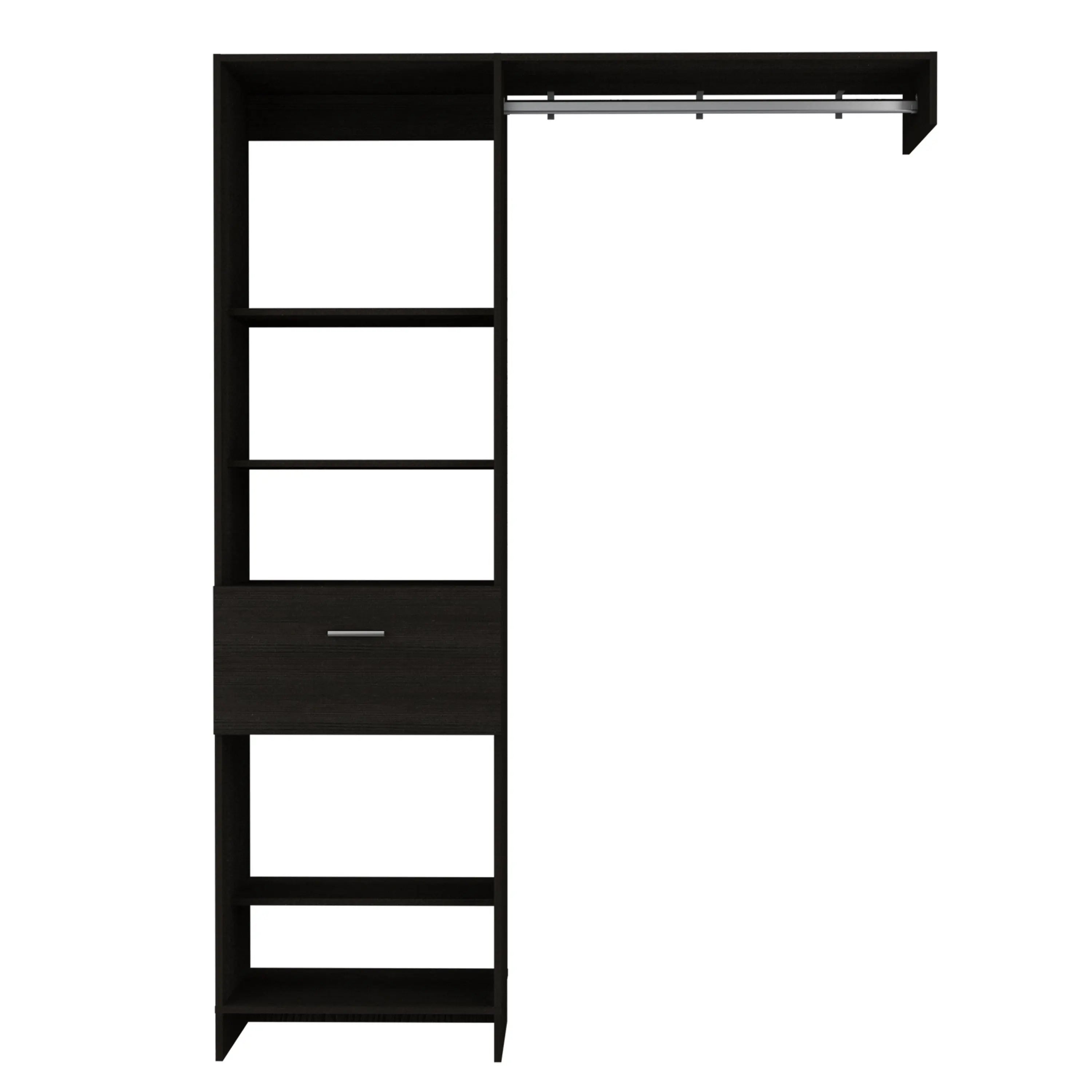 59" Black Wood And Metal Closet System Homeroots Office