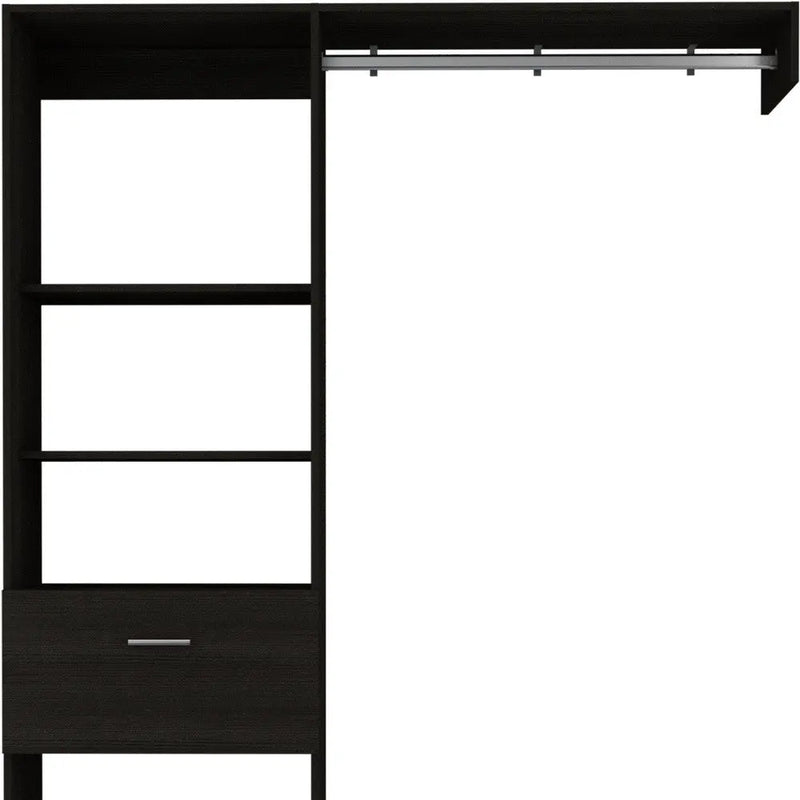 59" Black Wood And Metal Closet System Homeroots Office