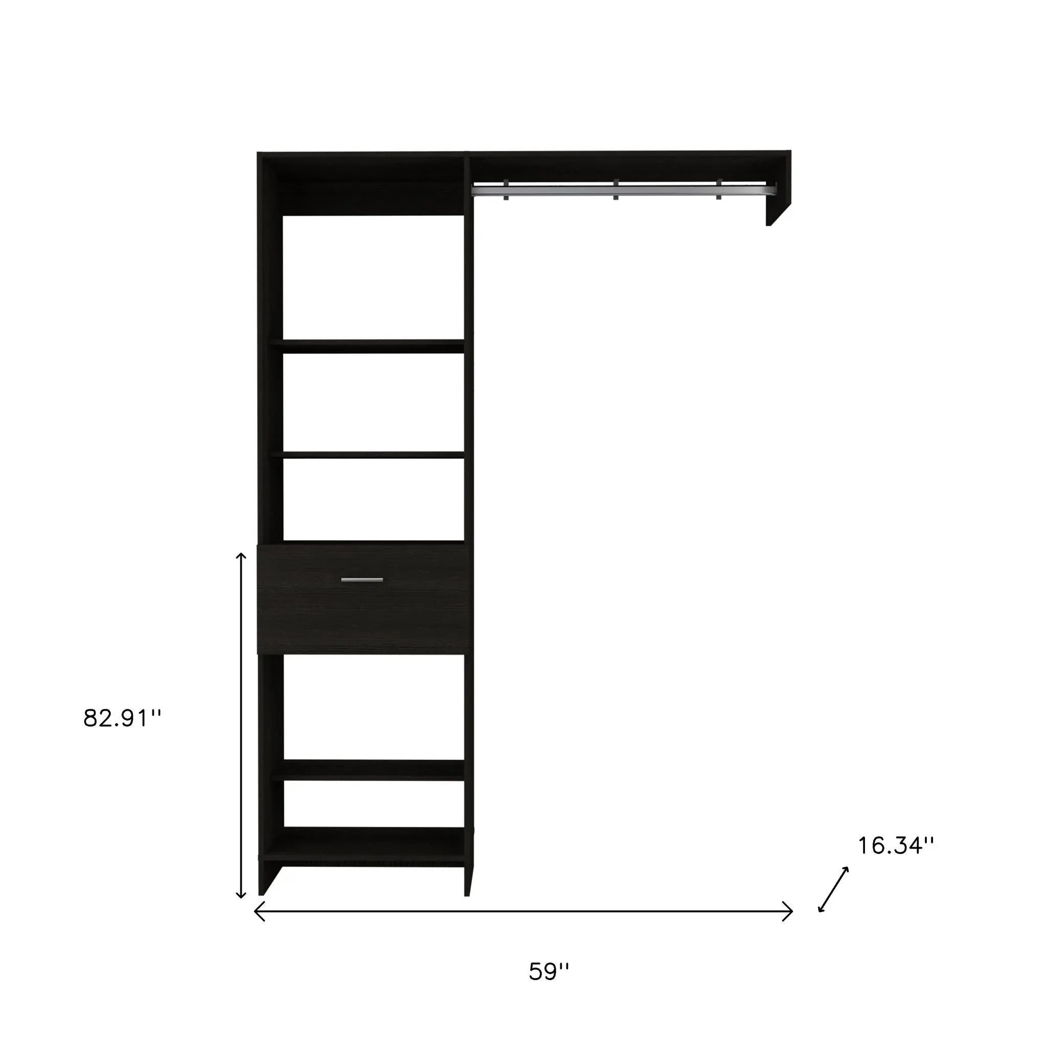 59" Black Wood And Metal Closet System Homeroots Office