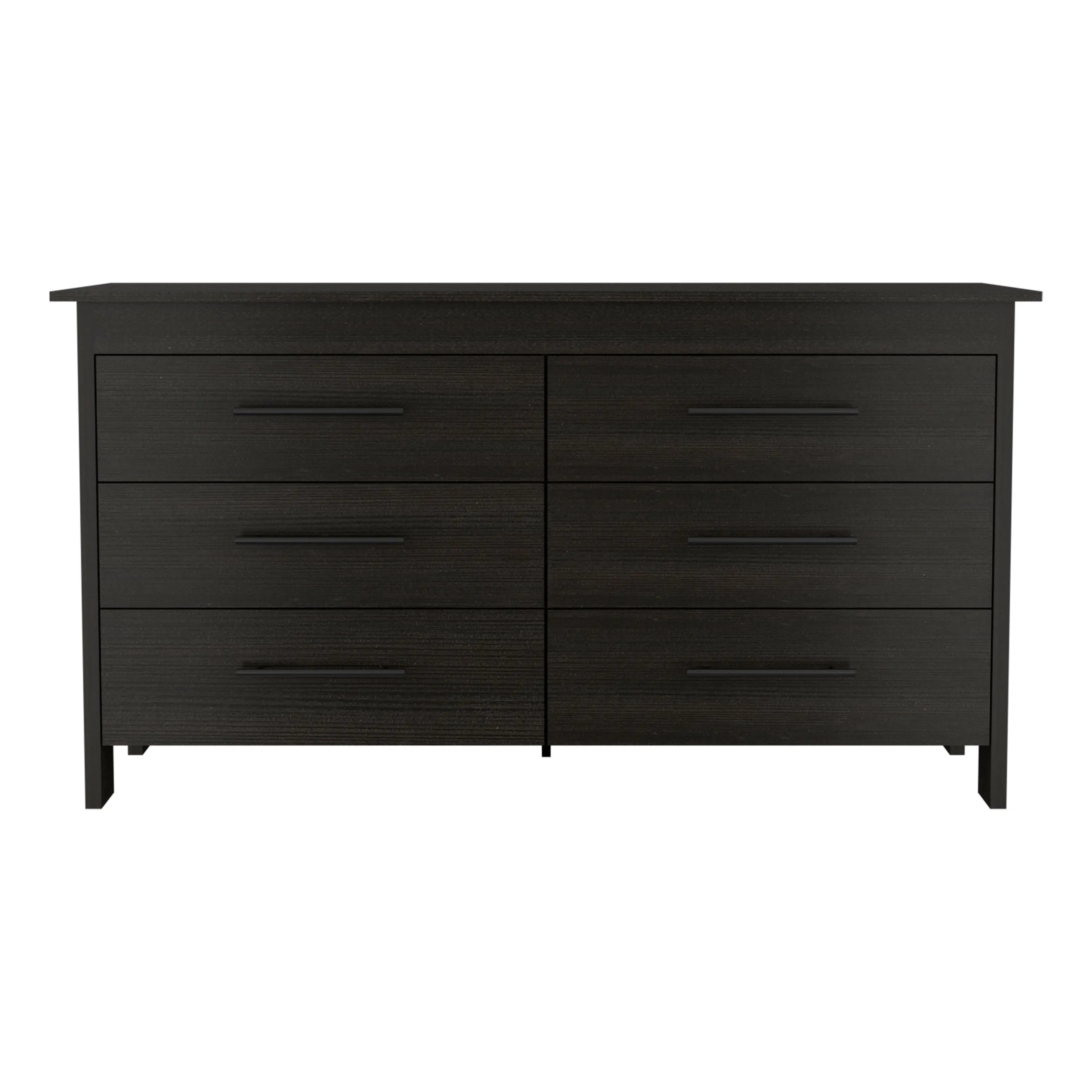 59" Black Wood Six Drawer Double Dresser Homeroots Bed & Bath