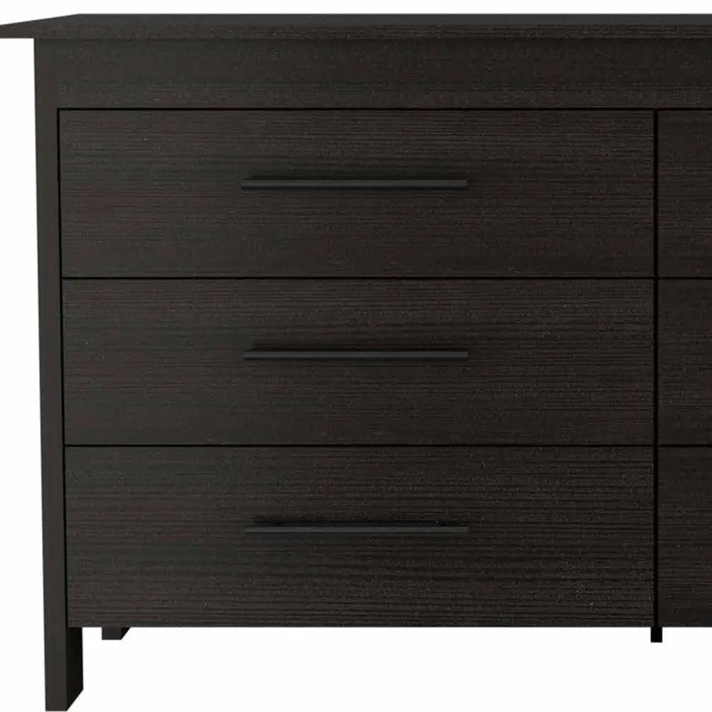 59" Black Wood Six Drawer Double Dresser Homeroots Bed & Bath