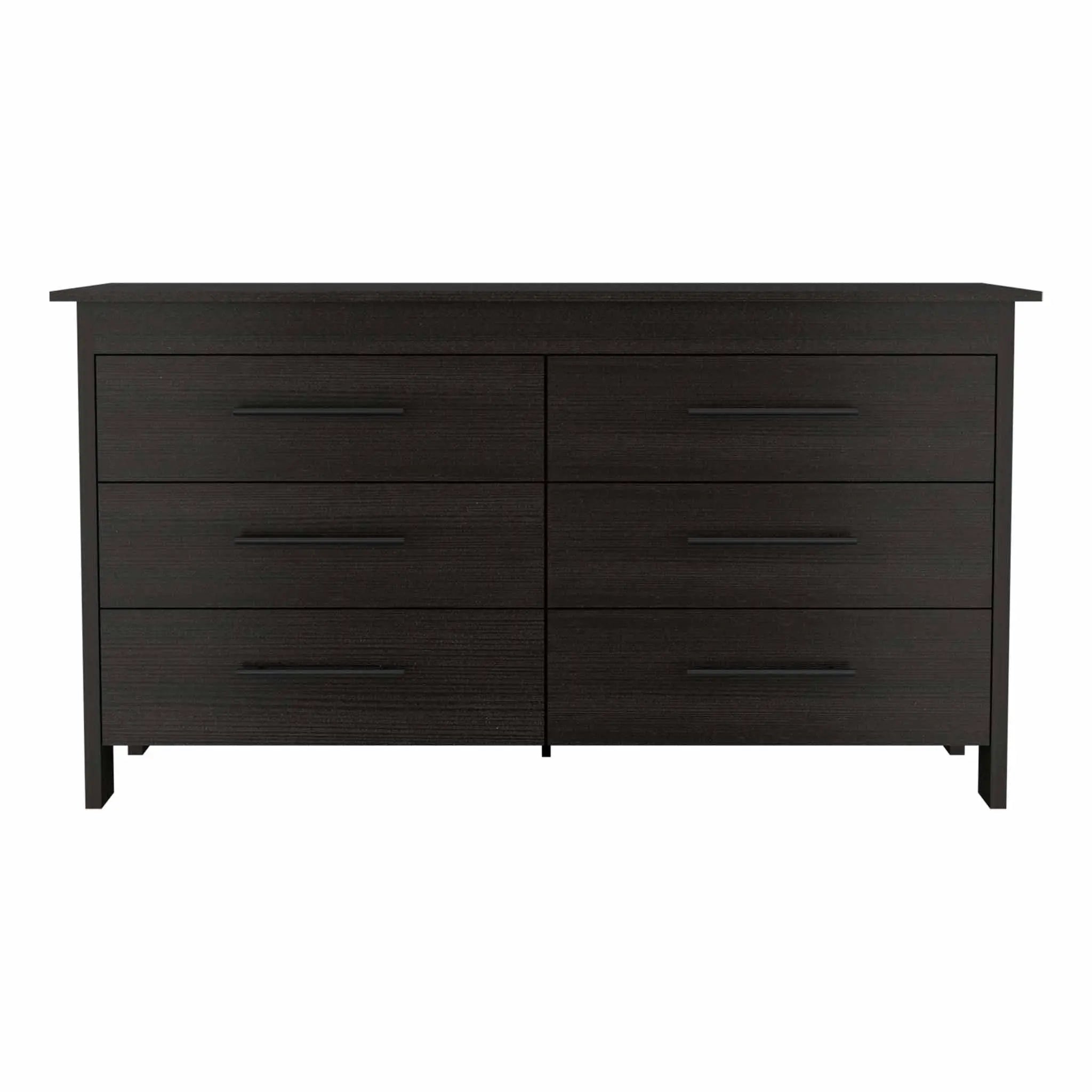 59" Black Wood Six Drawer Double Dresser Homeroots Bed & Bath