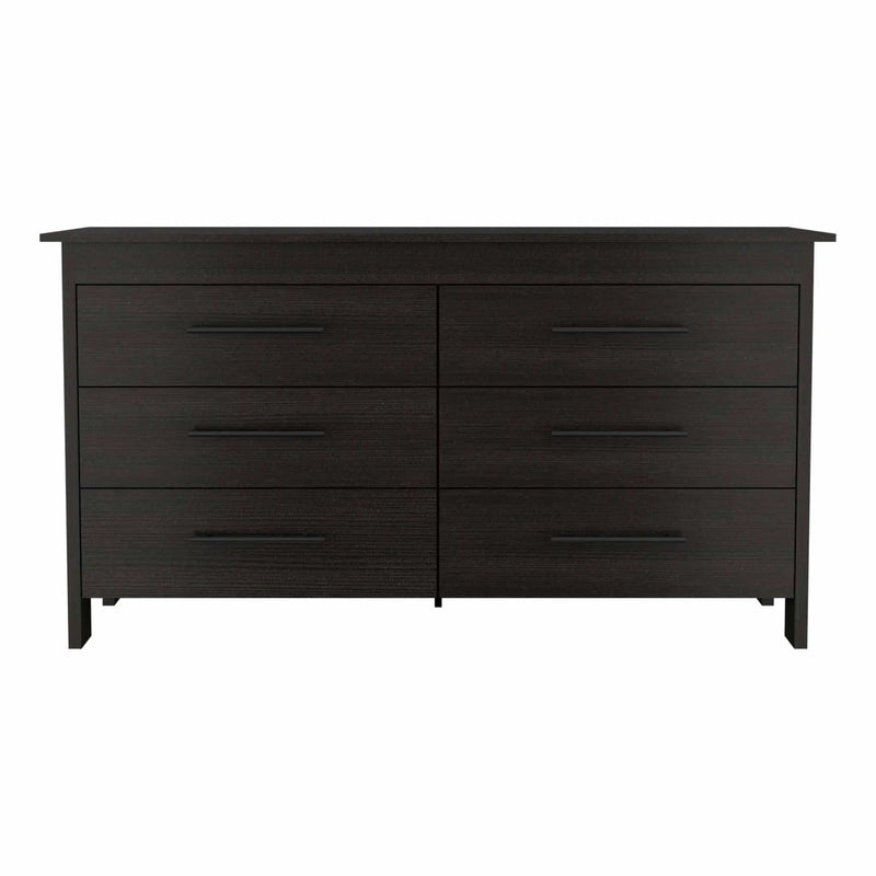 59" Black Wood Six Drawer Double Dresser Homeroots Bed & Bath