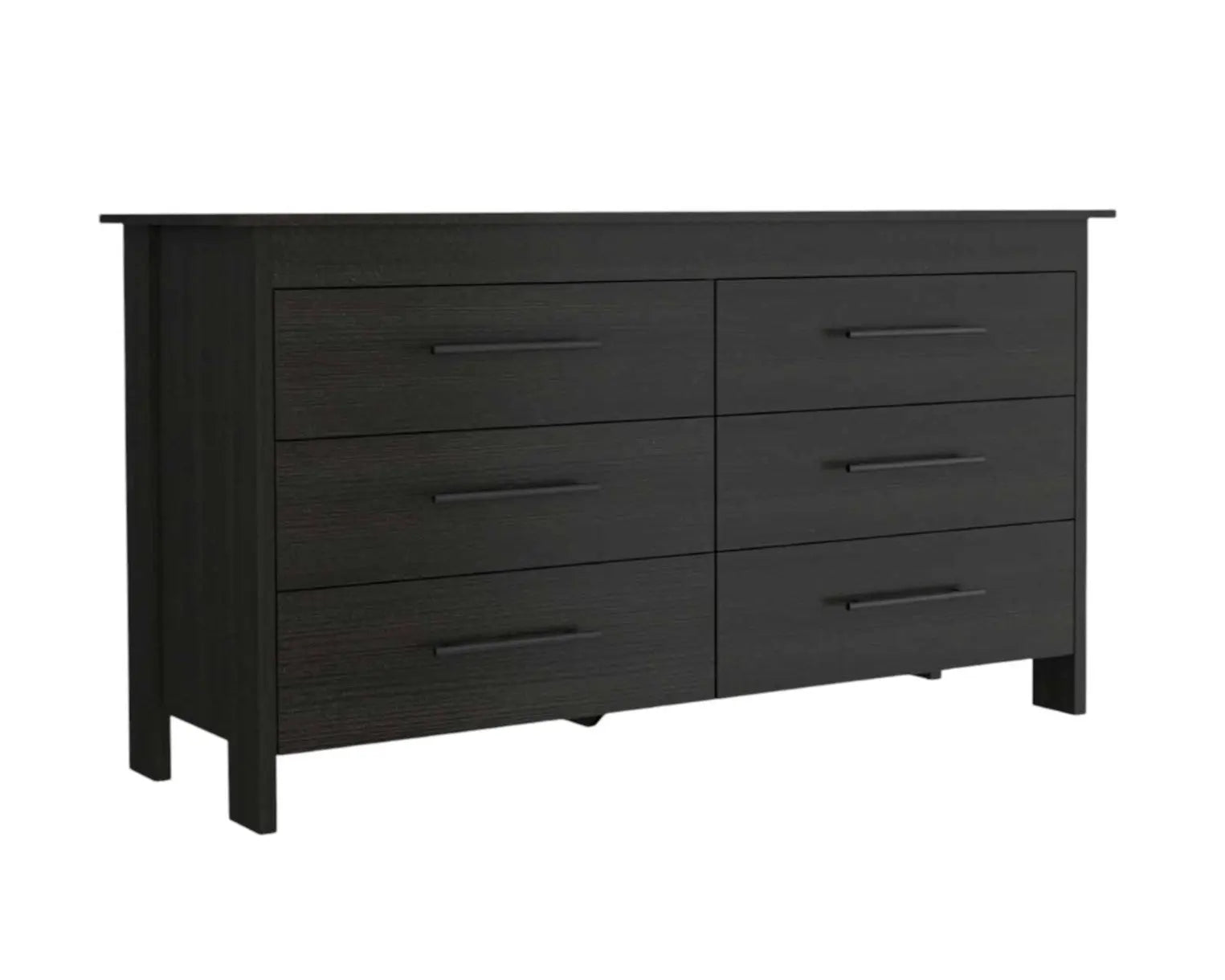 59" Black Wood Six Drawer Double Dresser Homeroots Bed & Bath