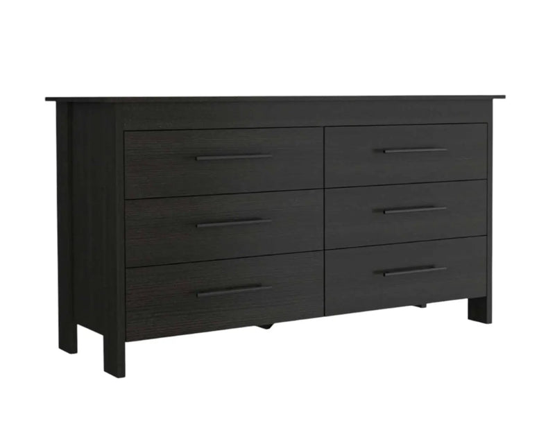 59" Black Wood Six Drawer Double Dresser Homeroots Bed & Bath