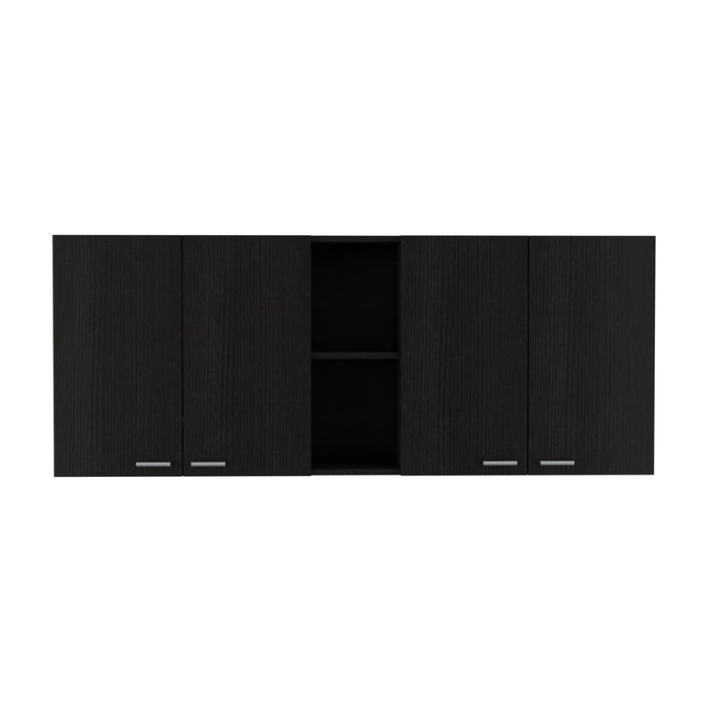 59" Black Wood Wall mounted Accent Cabinet With Five Shelves Homeroots Kitchen & Dining