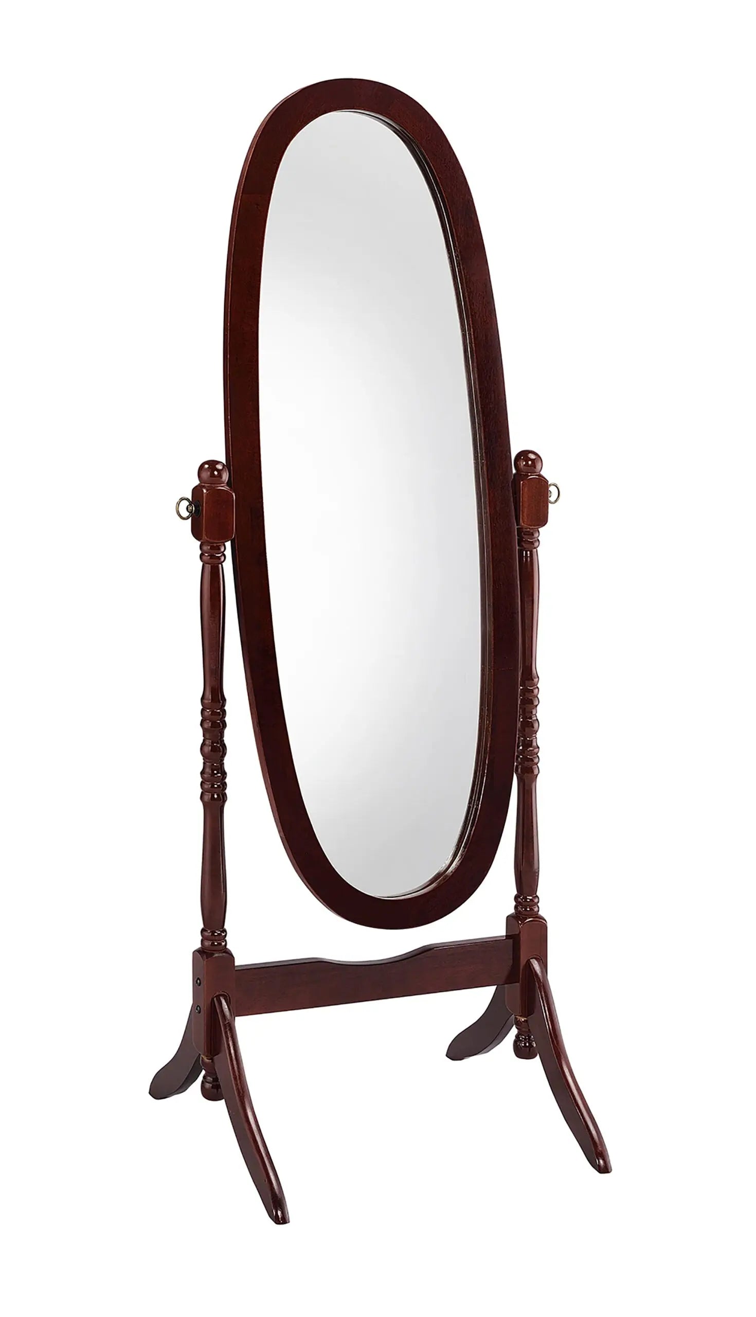 59" Brown Cherry Oval Framed Cheval Standing Mirror Homeroots Bed & Bath