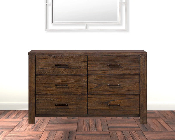 59" Brown Metal Six Drawer Dresser Homeroots Bed & Bath