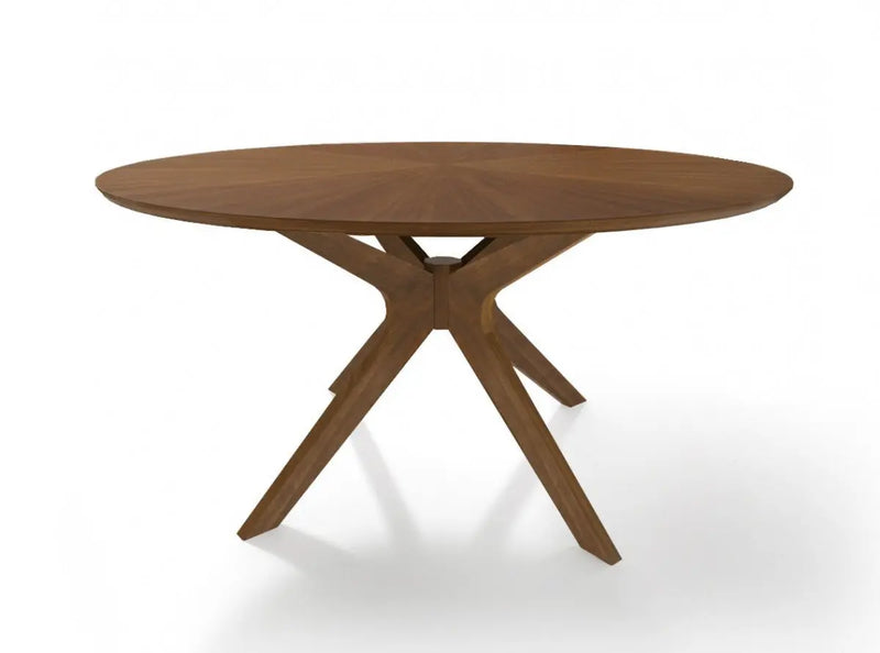 59" Brown Rounded Pedestal Base Dining Table Homeroots Kitchen & Dining