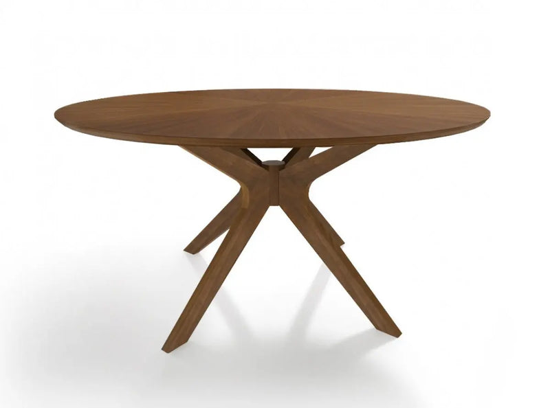 59" Brown Rounded Pedestal Base Dining Table Homeroots Kitchen & Dining