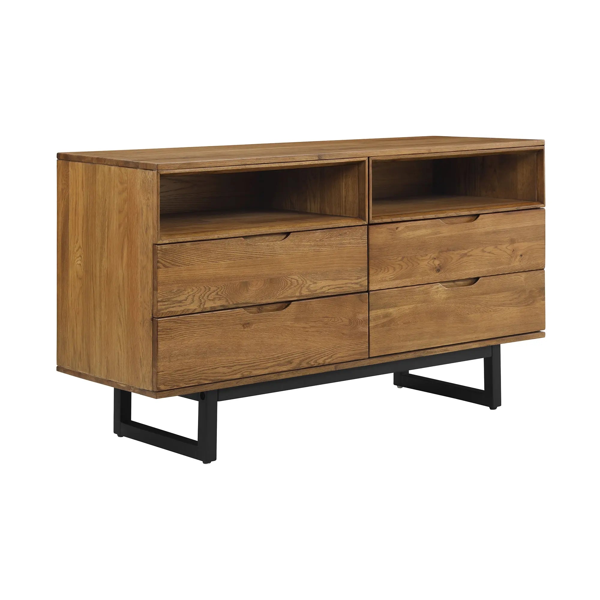 59" Brown Solid Wood Four Drawer Double Dresser Homeroots Bed & Bath