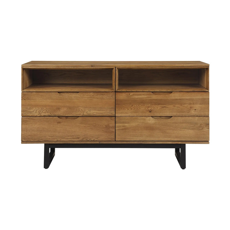 59" Brown Solid Wood Four Drawer Double Dresser Homeroots Bed & Bath
