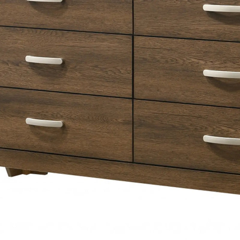 59" Brown Solid and Manufactured Wood Six Drawer Double Dresser Homeroots Bed & Bath