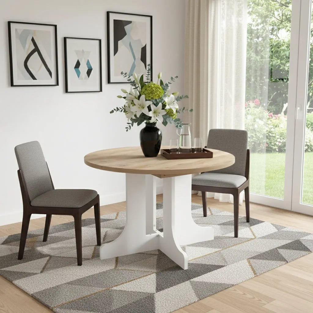 59" Brown and White Wood Oval Cross Legs Coffee Table Homeroots Living Room