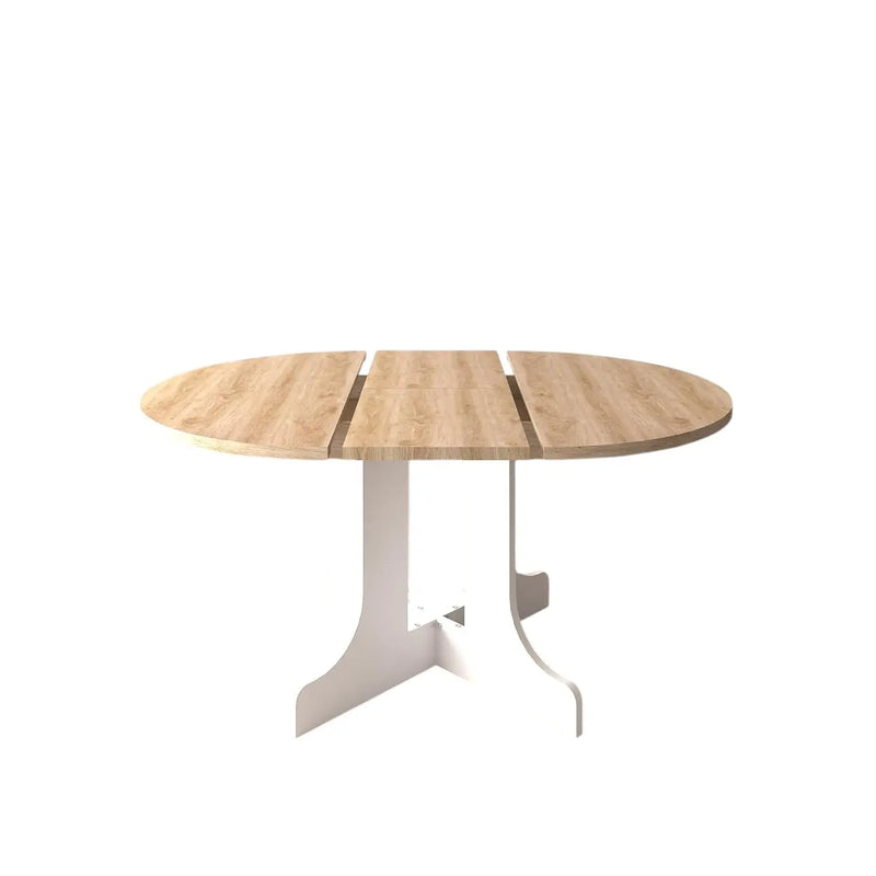 59" Brown and White Wood Oval Cross Legs Coffee Table Homeroots Living Room
