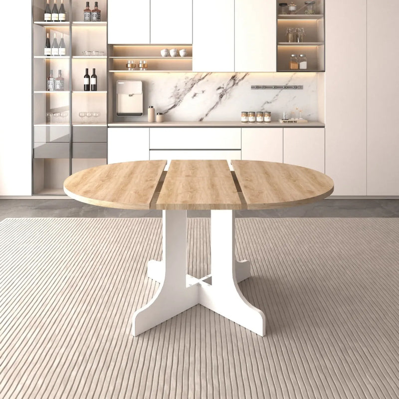59" Brown and White Wood Oval Cross Legs Coffee Table Homeroots Living Room