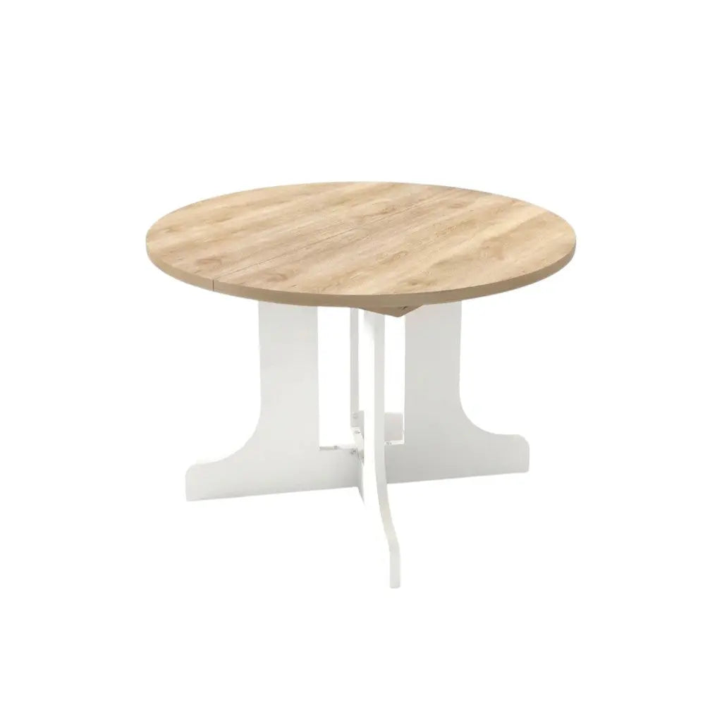 59" Brown and White Wood Oval Cross Legs Coffee Table Homeroots Living Room