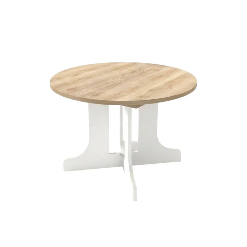59" Brown and White Wood Oval Cross Legs Coffee Table Homeroots Living Room