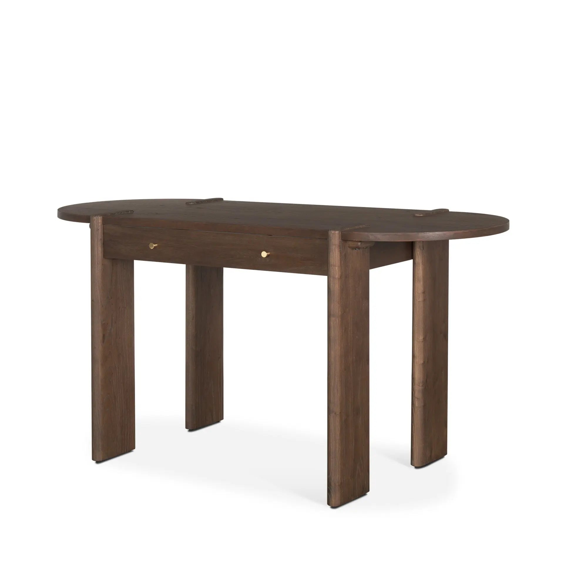 59" Dark Brown Solid Wood Oval Writing Desk Homeroots Office