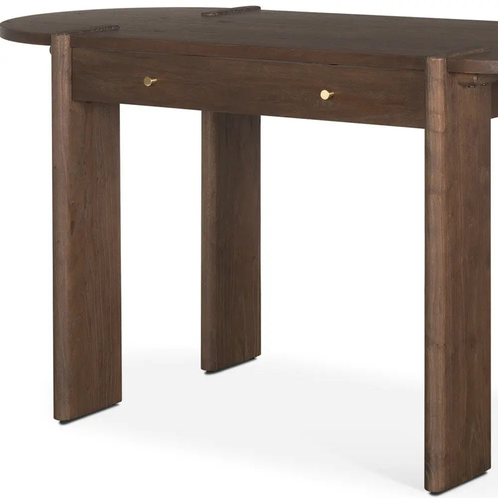 59" Dark Brown Solid Wood Oval Writing Desk Homeroots Office