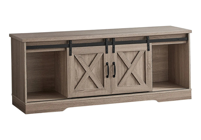 59" Deep Taupe Cabinet Enclosed Storage TV Stand Homeroots Living Room