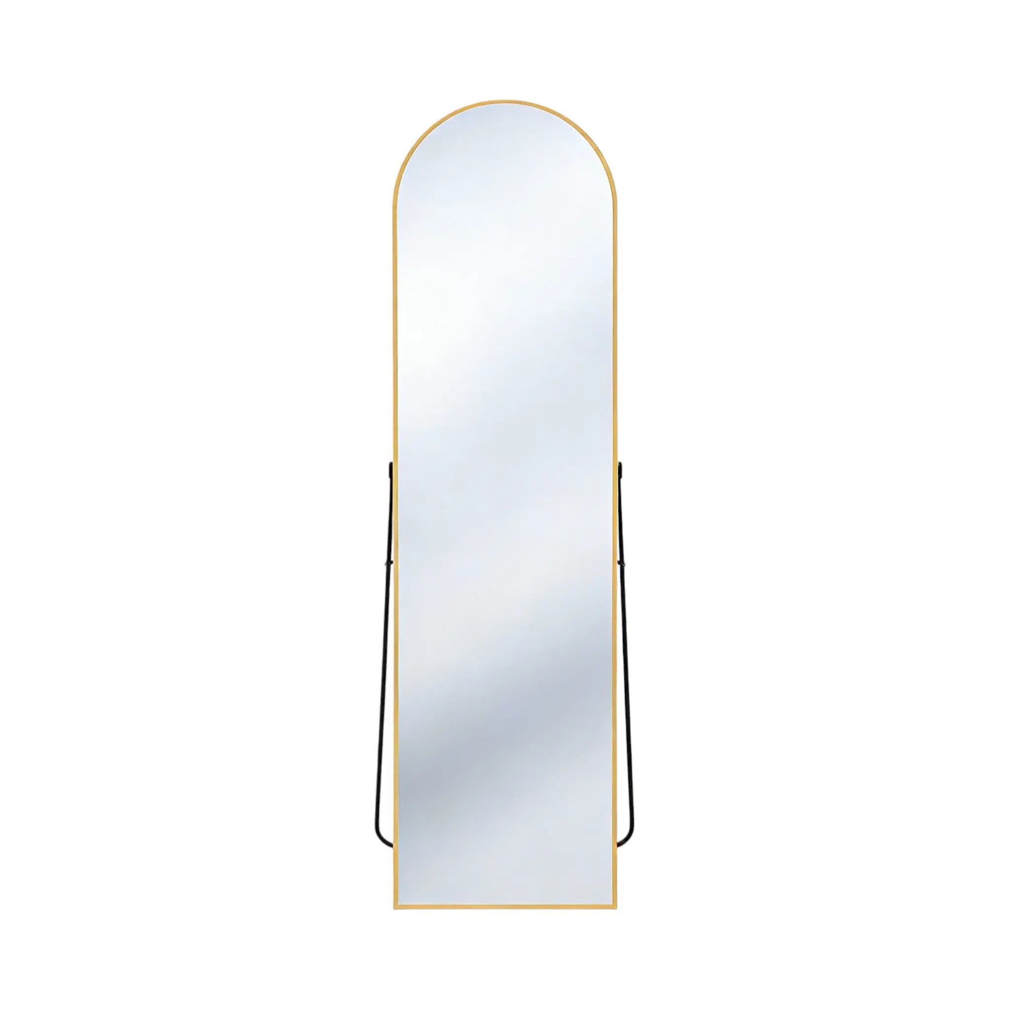 59" Gold Aluminum Arch Freestanding And Wall Mounted Framed Full Length Mirror Homeroots Bed & Bath