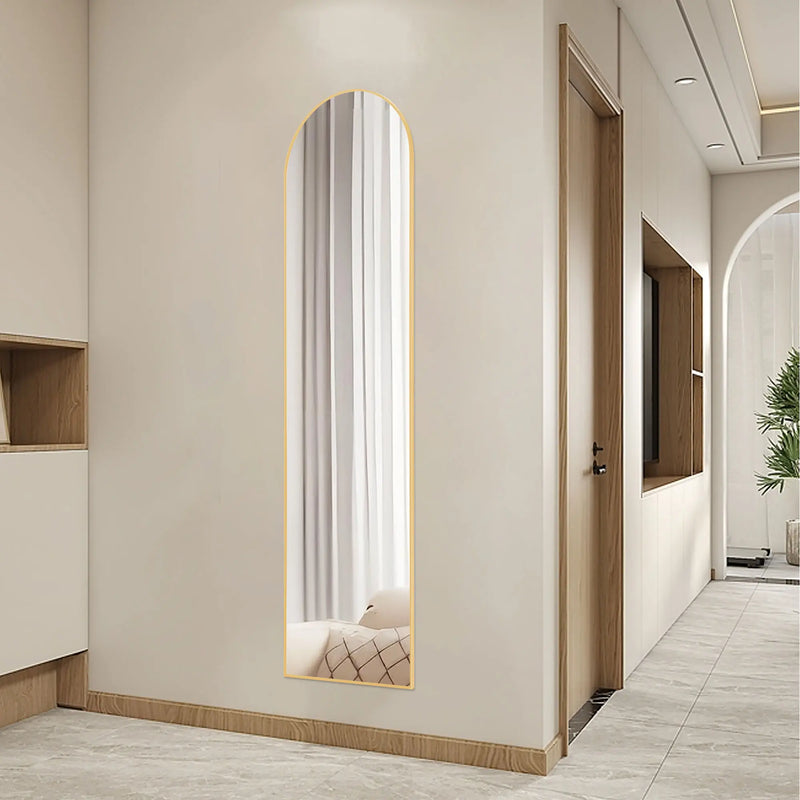 59" Gold Aluminum Arch Freestanding And Wall Mounted Framed Full Length Mirror Homeroots Bed & Bath