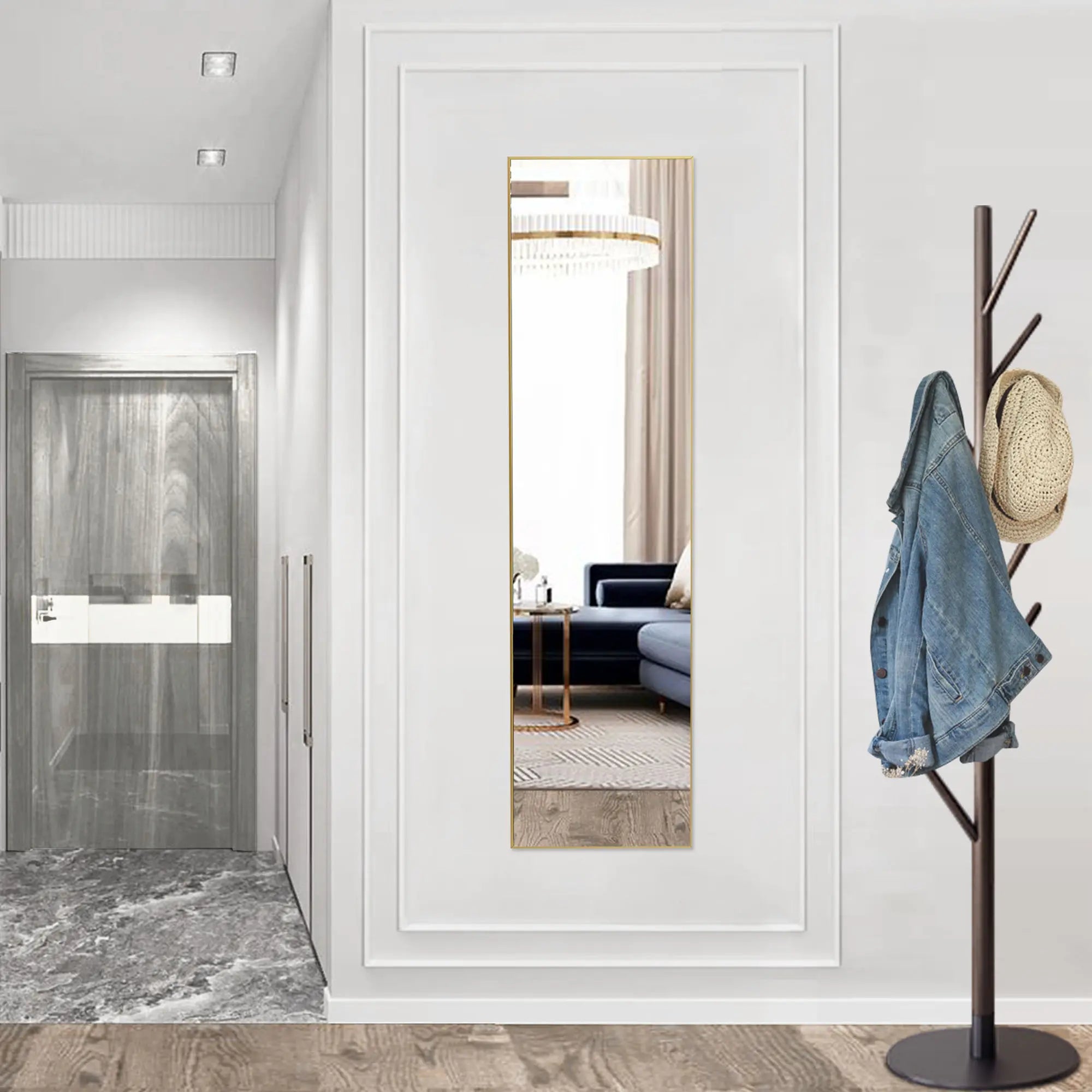 59" Gold Aluminum Freestanding And Wall Mounted Framed Full Length Mirror Homeroots Bed & Bath