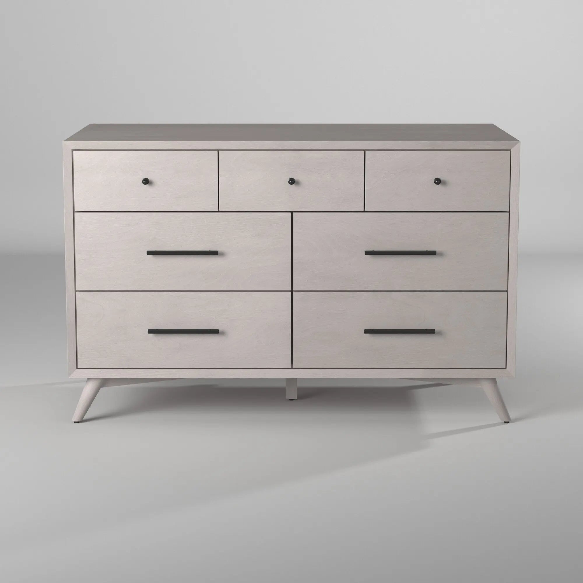 59" Gray Solid Wood Seven Drawer Double Dresser - GreatEagleInc