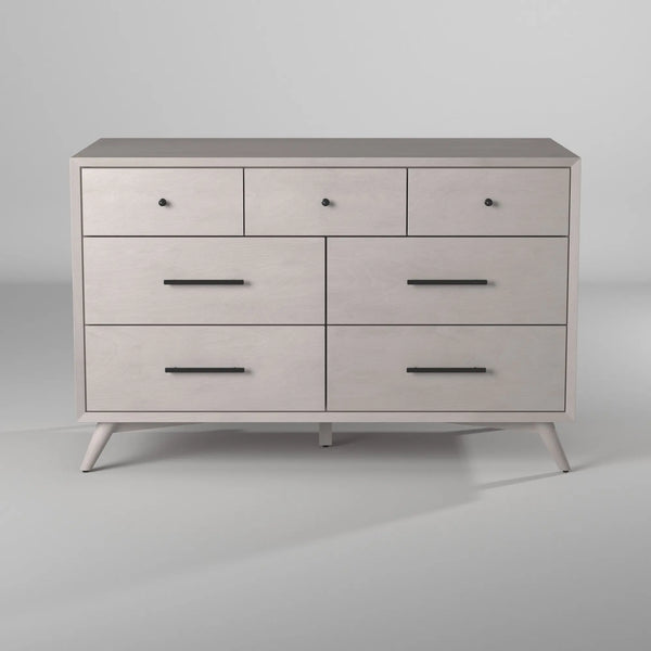 59" Gray Solid Wood Seven Drawer Double Dresser - GreatEagleInc
