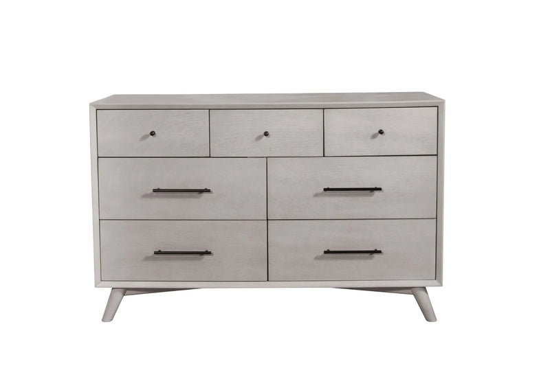 59" Gray Solid Wood Seven Drawer Double Dresser - GreatEagleInc