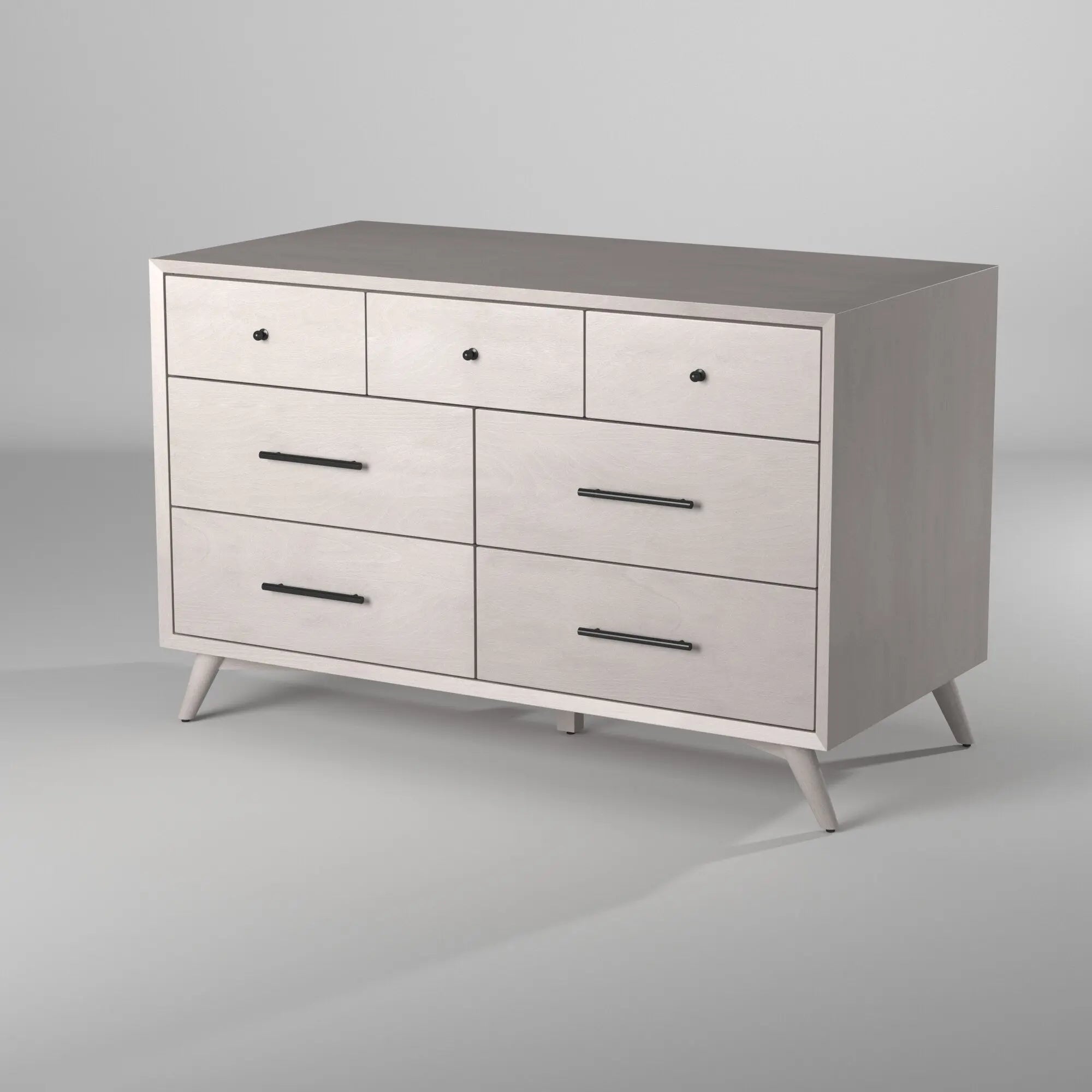 59" Gray Solid Wood Seven Drawer Double Dresser - GreatEagleInc