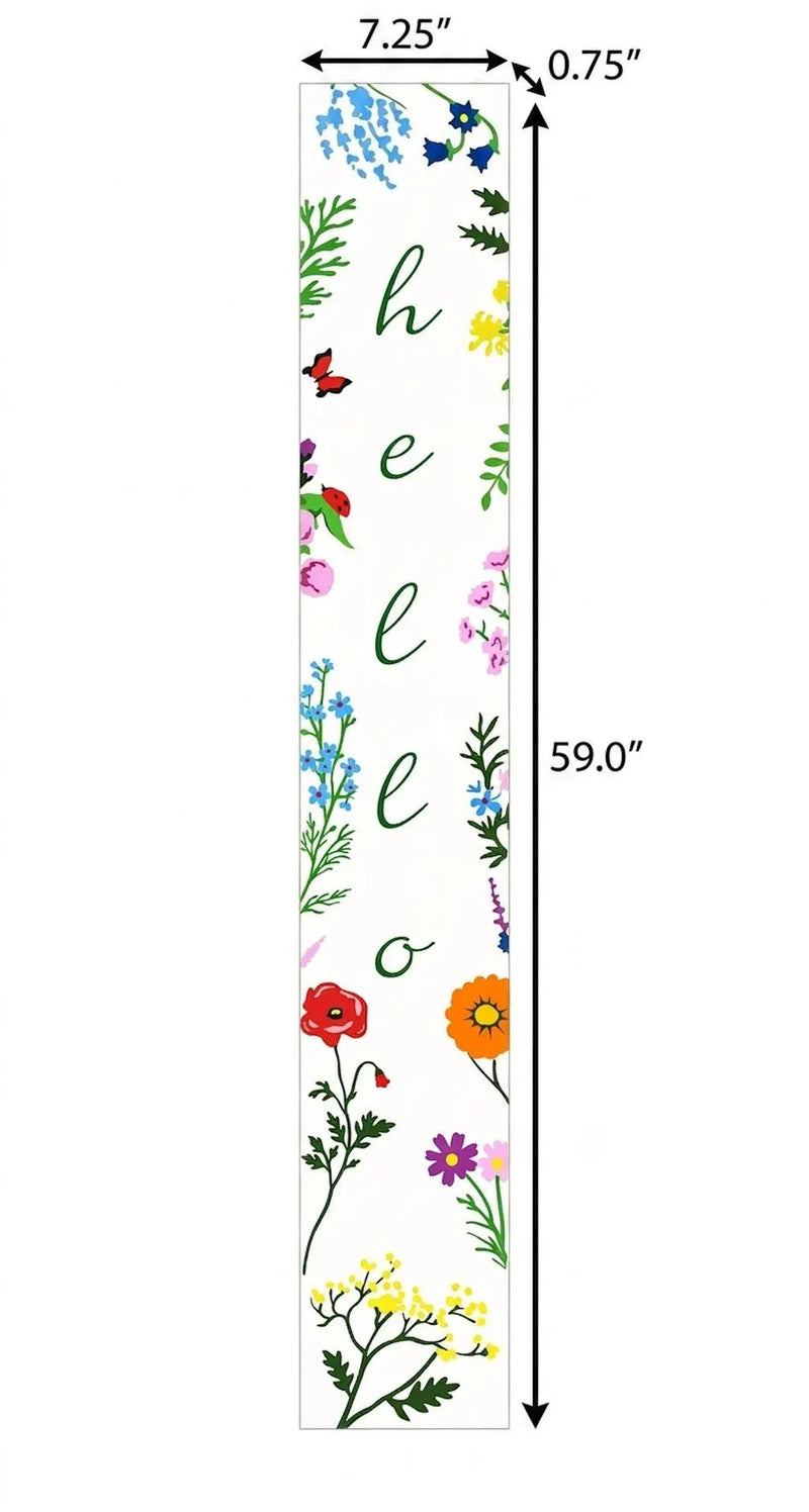 59" Green And White Solid Wood Floral Bouquet Hello Porch Sign Homeroots Outdoor