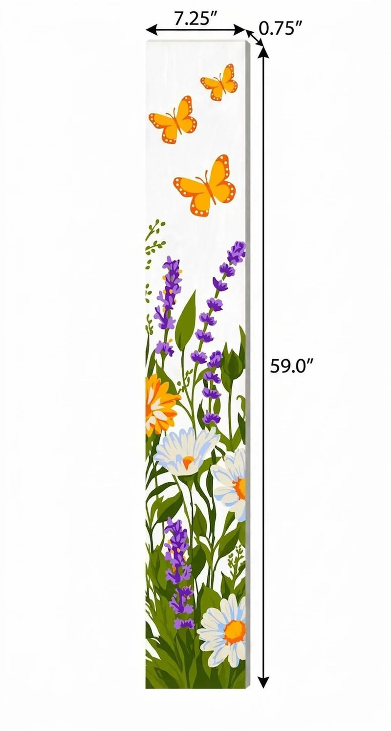 59" Green Orange And White Solid Wood Daisies Porch Sign Homeroots Outdoor